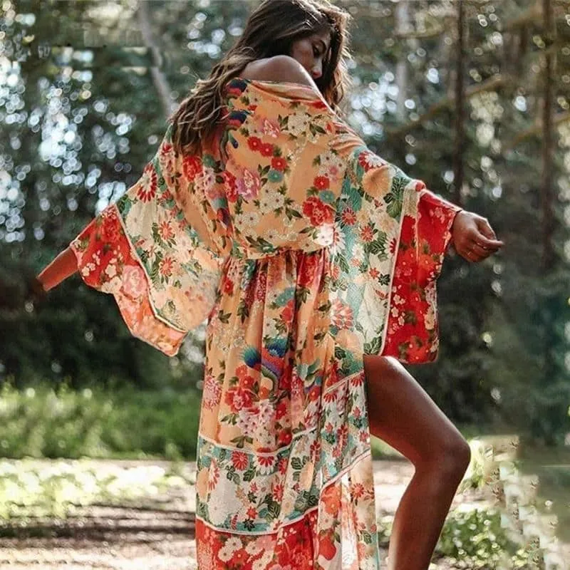 Boho Long Kimono Beach Cardigans sold by Boho Mood product image thumbnail 3