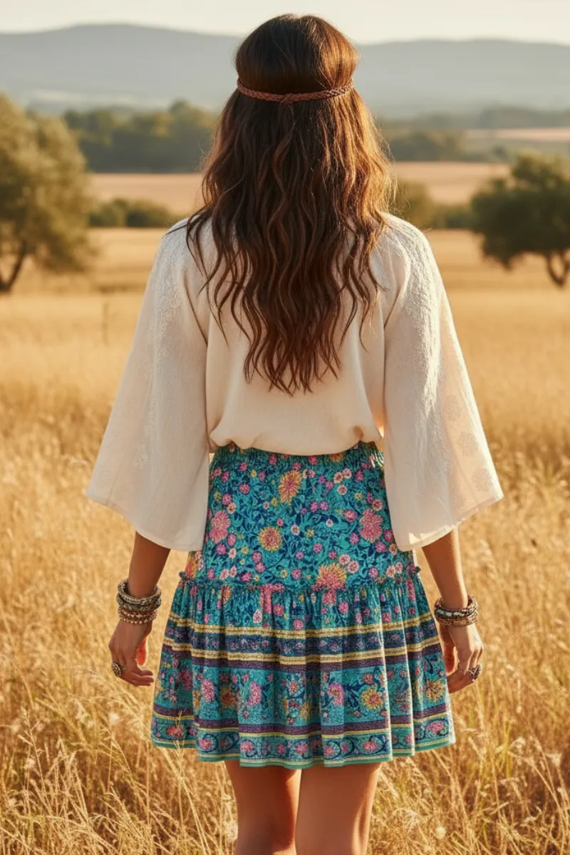 Floral Printed Boho Mini Skirt sold by Boho Mood product image thumbnail 4