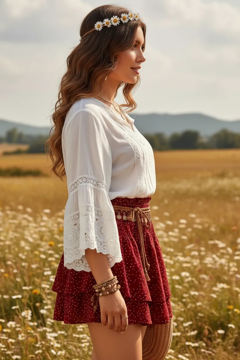 Plus Size Polka Dot Mini Skirt sold by Boho Mood product image thumbnail 2