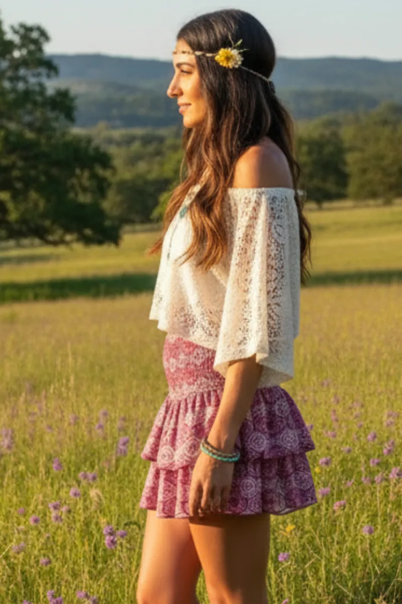 Boho High Waisted Paisley Mini Skirt sold by Boho Mood product image thumbnail 3