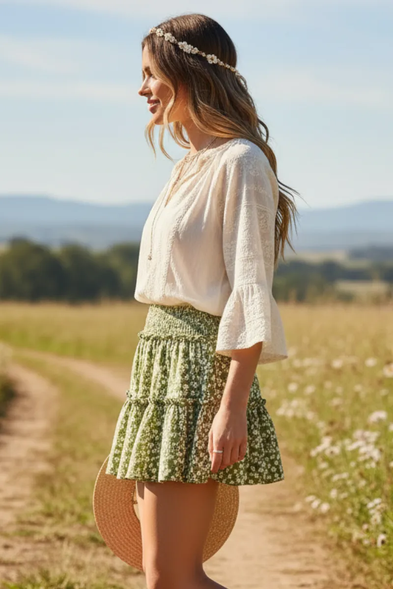 High Waist Elastic Boho Skirt sold by Boho Mood product image thumbnail 3