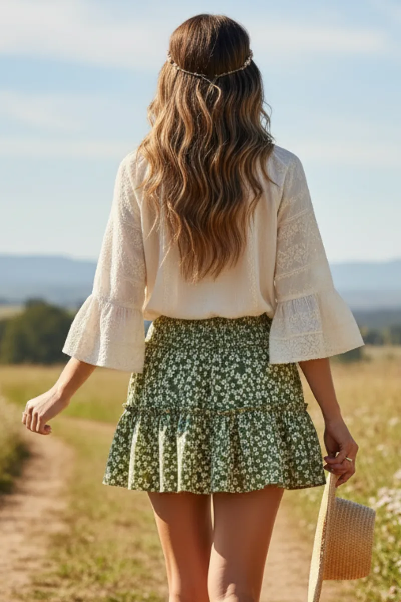 High Waist Elastic Boho Skirt sold by Boho Mood product image thumbnail 2