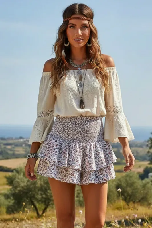 Boho Smocked Waist Ruffle Skirt made by Boho Mood