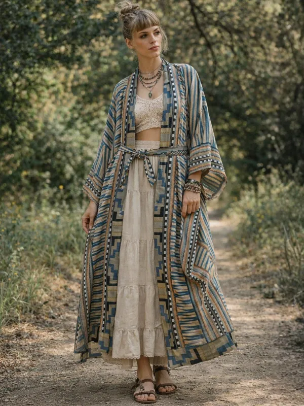 Aztec Print Boho Kimono made by Boho Mood