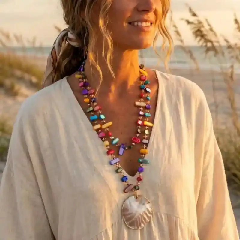 Long Bohemian Beaded Necklace made by Boho Mood