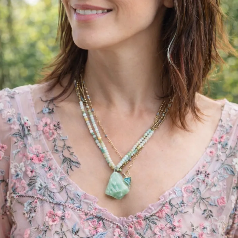 Boho Natural Stone Pendant Necklace made by Boho Mood