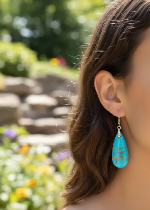Boho Turquoise Dangle Earrings made by Boho Mood