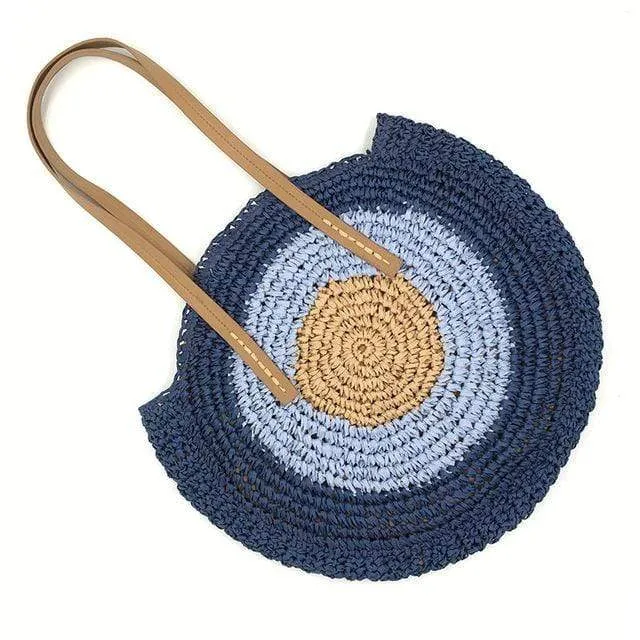 Boho Straw Round Beach Tote Bag sold by Boho Mood product image thumbnail 5