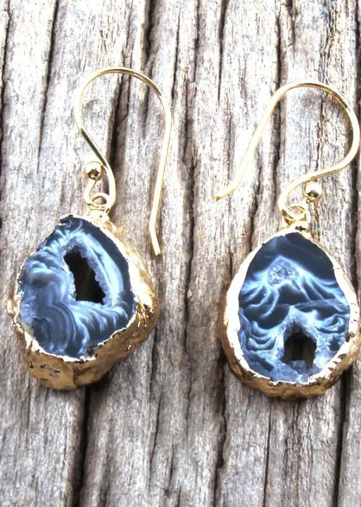 Boho Vintage Earrings Black Stone sold by Boho Mood