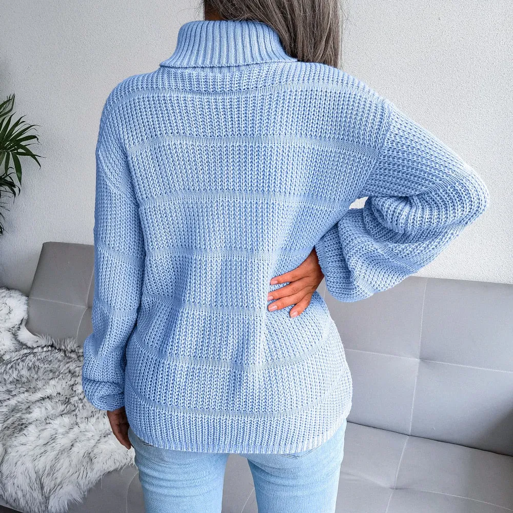 Blue Boho Knit Roll Neck Sweater sold by Boho Mood product image thumbnail 4