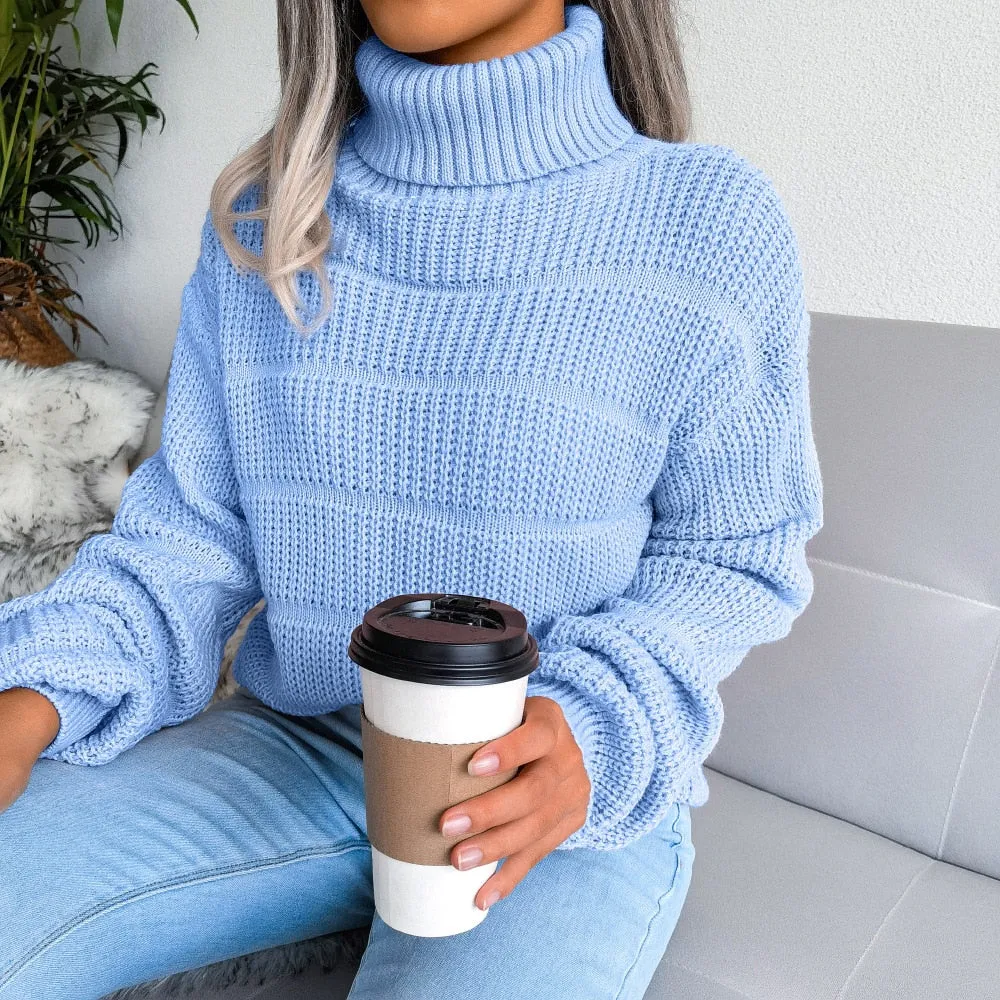 Blue Boho Knit Roll Neck Sweater sold by Boho Mood product image thumbnail 2