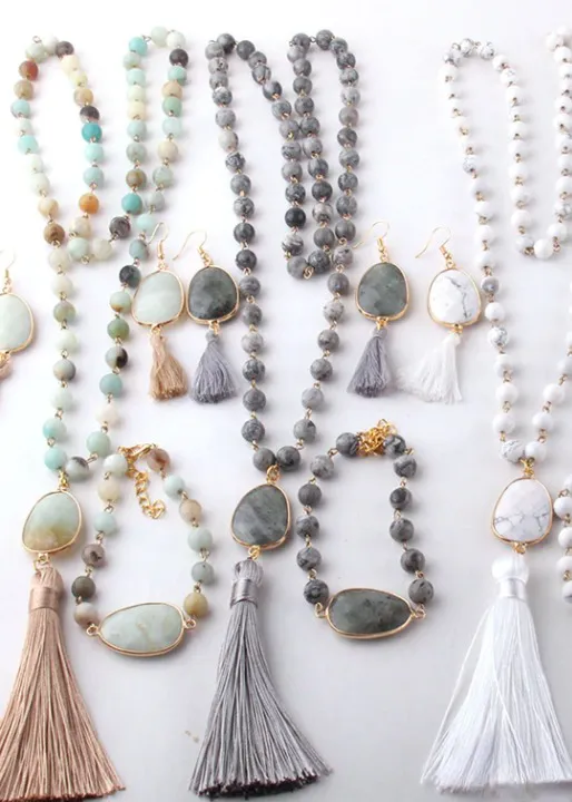 Long Boho Necklace - Pompom Pendant sold by Boho Mood product image thumbnail 2