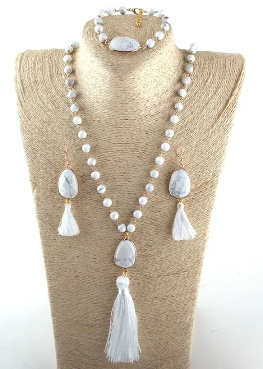 Long Boho Necklace - Pompom Pendant sold by Boho Mood product image thumbnail 5