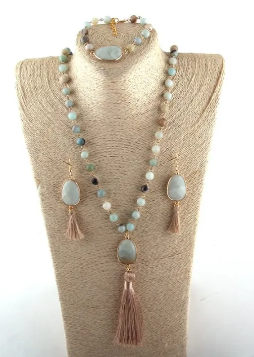 Long Boho Necklace - Pompom Pendant sold by Boho Mood product image thumbnail 4