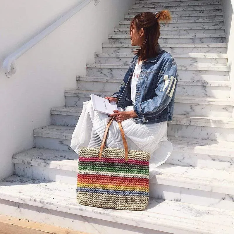 Boho Rainbow Beach Tote Bag sold by Boho Mood product image thumbnail 3
