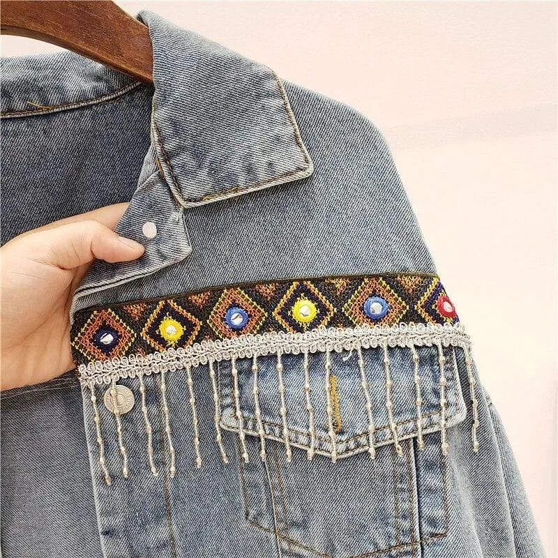 Boho Hippie Light Wash Denim Jacket sold by Boho Mood product image thumbnail 5