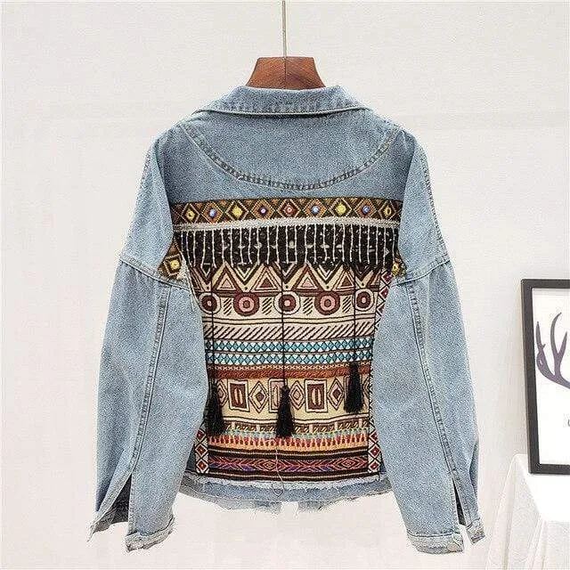 Boho Hippie Light Wash Denim Jacket sold by Boho Mood product image thumbnail 2