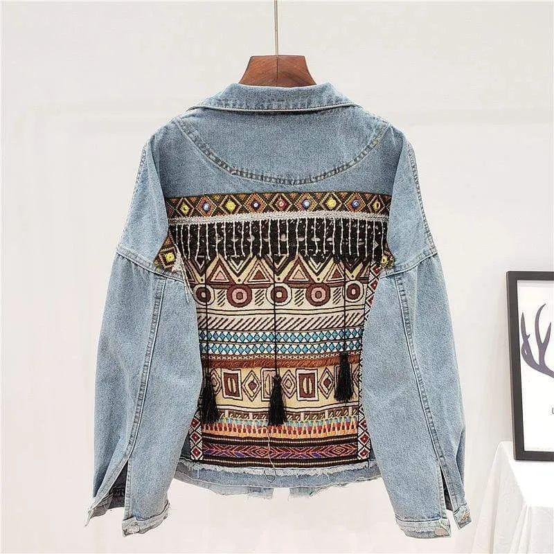Boho Hippie Light Wash Denim Jacket sold by Boho Mood