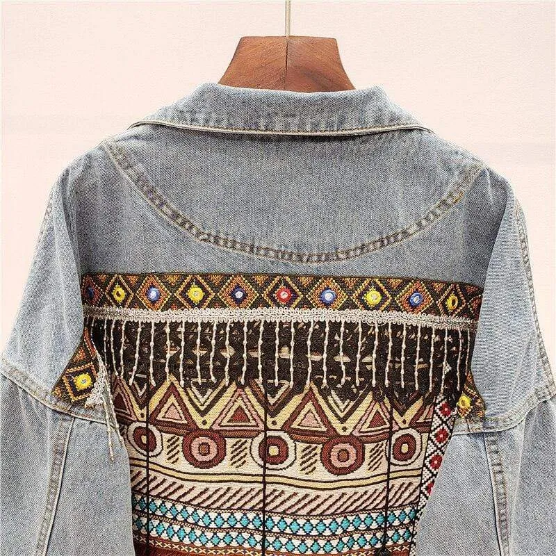Boho Hippie Light Wash Denim Jacket sold by Boho Mood product image thumbnail 3