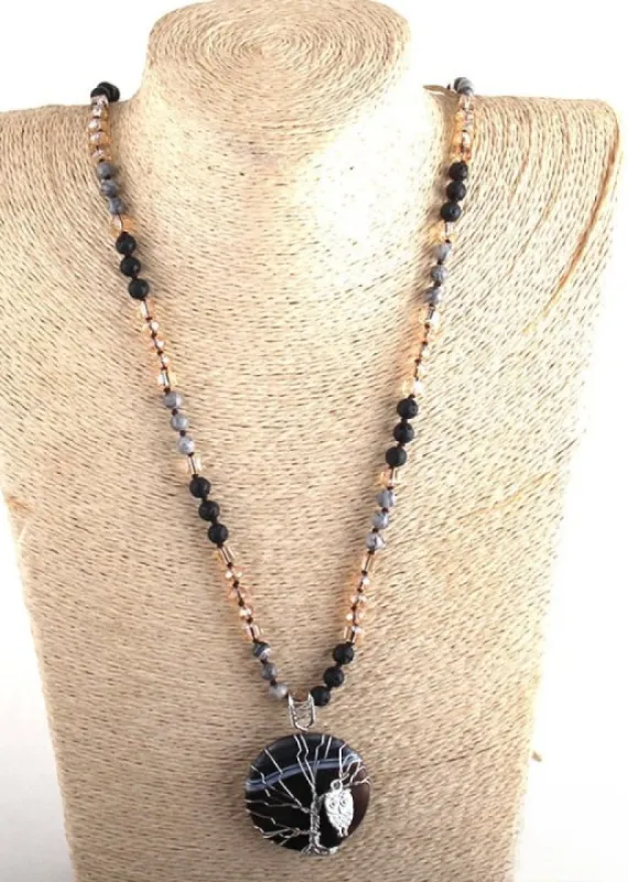 Long Boho Necklace Tree of Life Pendant sold by Boho Mood