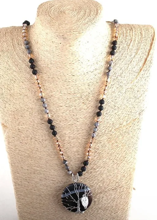 Long Boho Necklace Tree of Life Pendant sold by Boho Mood