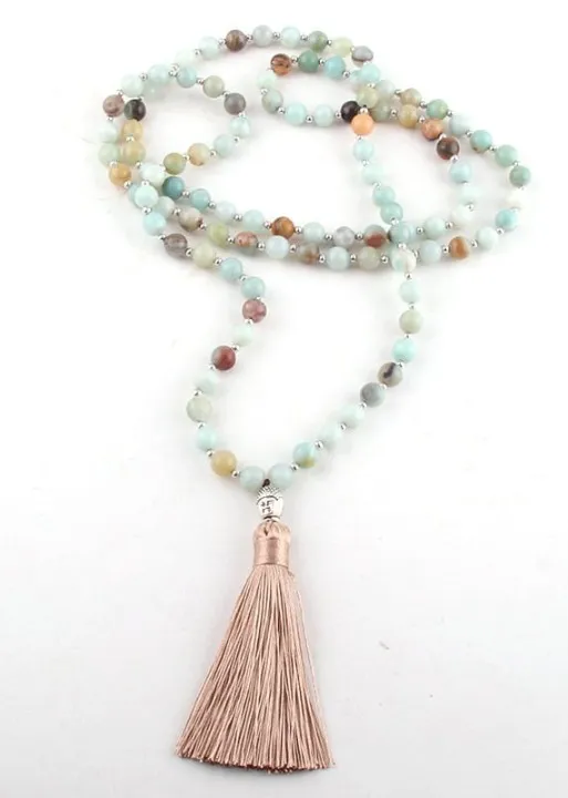 Long Boho Necklace Pompom Pendant sold by Boho Mood product image thumbnail 4
