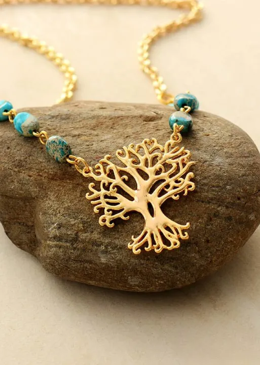 Boho Gold Necklace - Tree of Life sold by Boho Mood