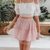 Fluffy Mini Skirt in Pink sold by Boho Mood