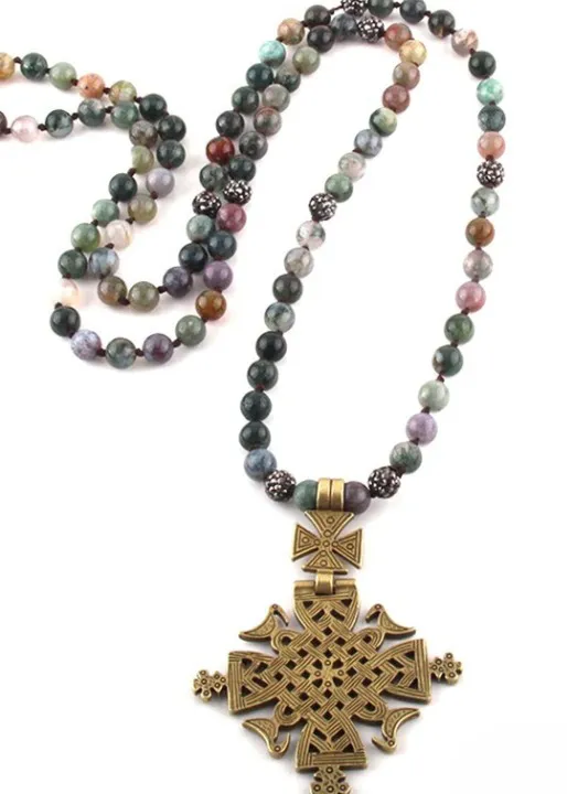 Long Boho Necklace Metal Pendant sold by Boho Mood