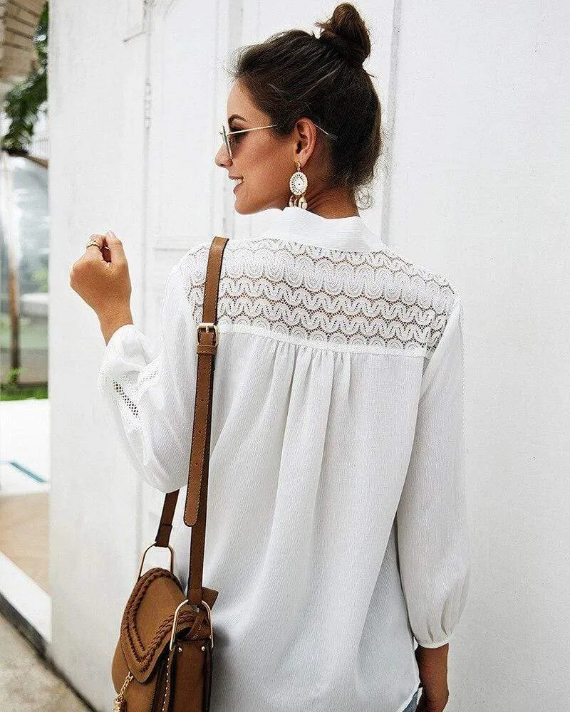 White Boho Blouse For Women sold by Boho Mood product image thumbnail 3