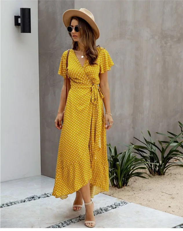 Boho Chic Long Dress in Yellow sold by Boho Mood