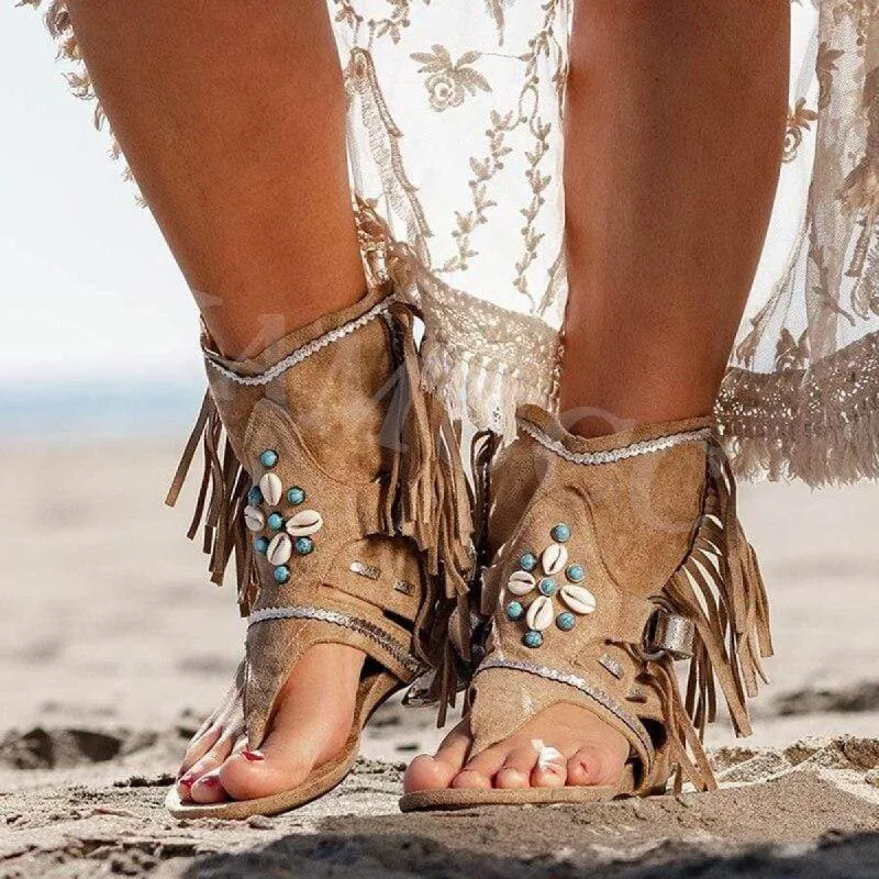 Boho Fringed Ethnic Sandals sold by Boho Mood