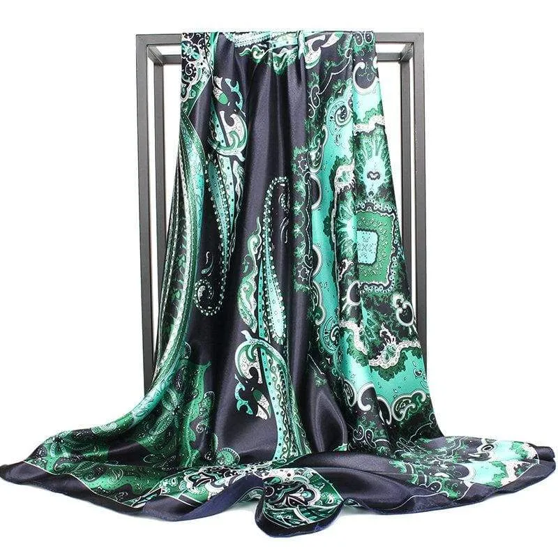 Boho Summer Green Scarf Black Pattern sold by Boho Mood