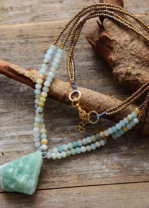 Boho Pendant Necklace - Natural Stone sold by Boho Mood