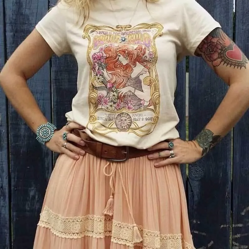 Boho Vintage Floral 70s T-shirt sold by Boho Mood
