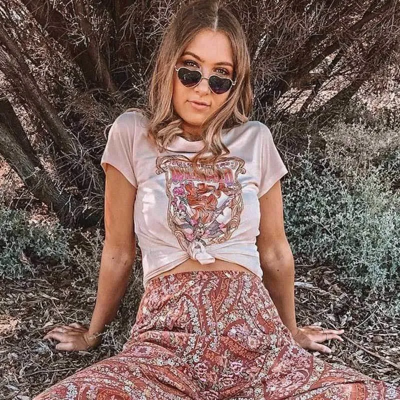 Boho Vintage Floral 70s T-shirt sold by Boho Mood product image thumbnail 3