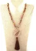Boho Beaded Necklace Pompom Pendant sold by Boho Mood