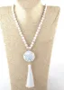 Boho Beaded Necklace Pompom Pendant sold by Boho Mood