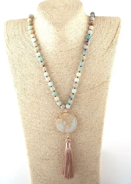 Boho Beaded Necklace Pompom Pendant sold by Boho Mood product image thumbnail 5
