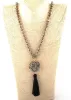 Boho Beaded Necklace Pompom Pendant sold by Boho Mood