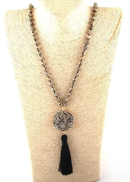 Boho Beaded Necklace Pompom Pendant sold by Boho Mood product image thumbnail 4