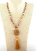 Boho Beaded Necklace Pompom Pendant sold by Boho Mood
