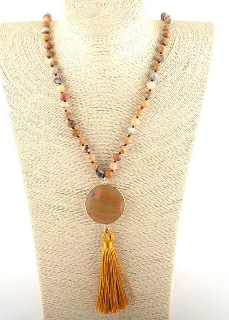 Boho Beaded Necklace Pompom Pendant sold by Boho Mood product image thumbnail 2