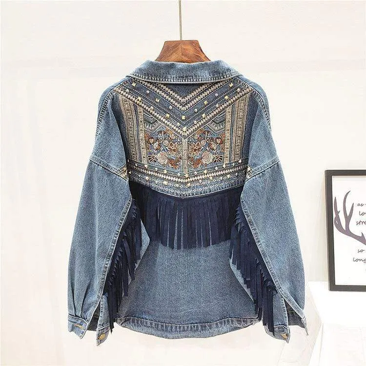Boho Denim Jacket with Fringes sold by Boho Mood