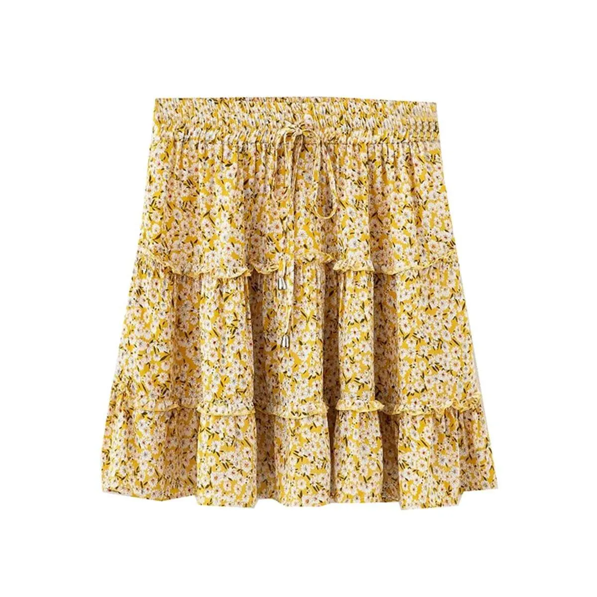 Boho Yellow Mini Skirt with frils sold by Boho Mood product image thumbnail 5
