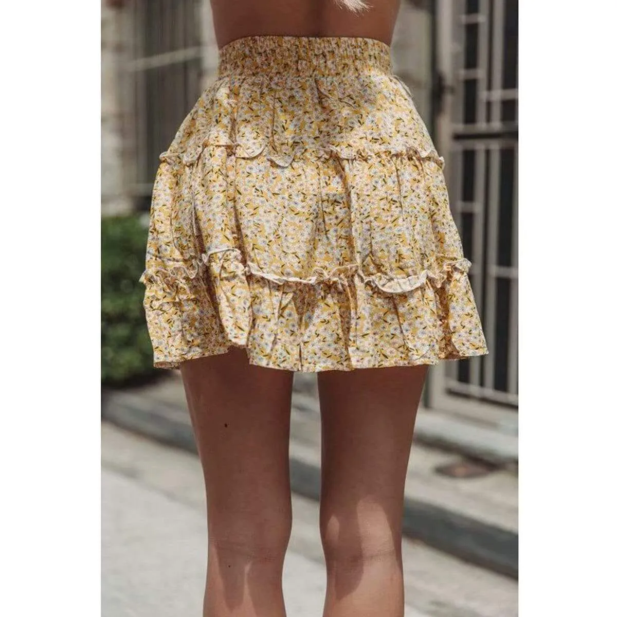 Boho Yellow Mini Skirt with frils sold by Boho Mood product image thumbnail 3