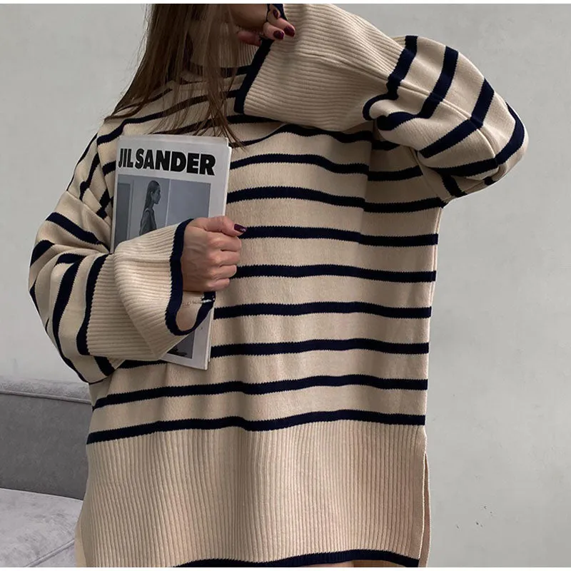 Oversized Boho Striped Turtleneck Sweater sold by Boho Mood product image thumbnail 2