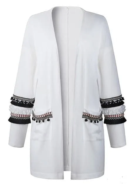 Boho Cardigan Mid-length Stylish pompom pattern sold by Boho Mood