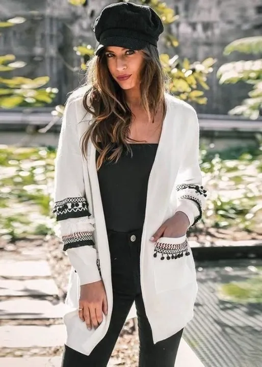 Boho Cardigan Mid-length Stylish pompom pattern sold by Boho Mood product image thumbnail 4