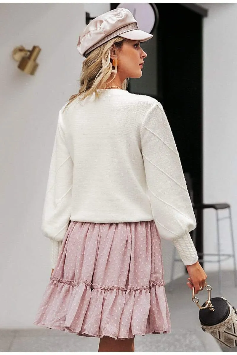 Boho White Knit Pullover with Pompoms sold by Boho Mood product image thumbnail 2